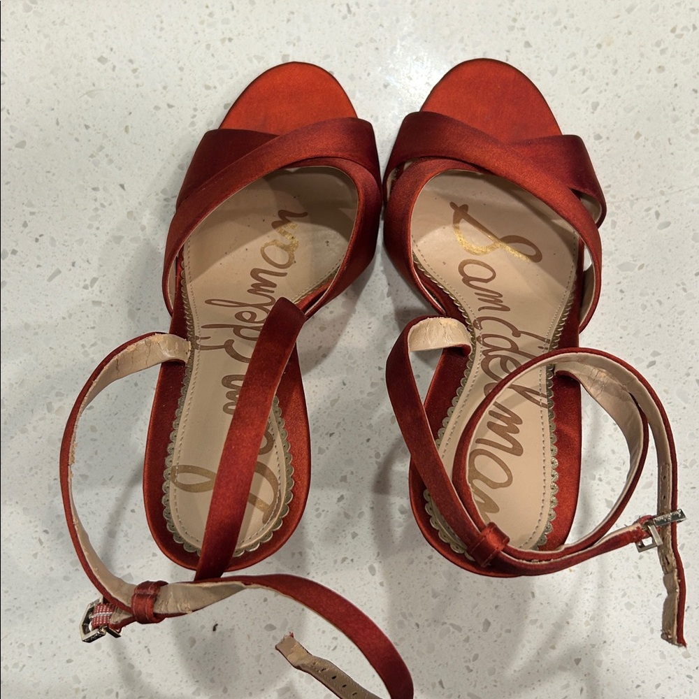 Sam Edelman Red Satin Heels - Picture 6 of 7